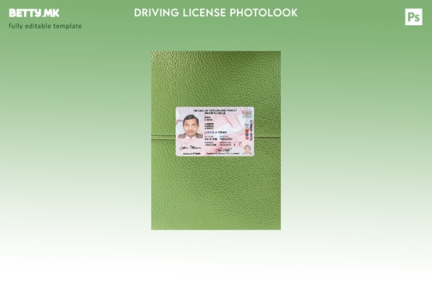 Модерен стил, преден шаблон со фото изглед на возачка дозвола од Тринидад и Тоба